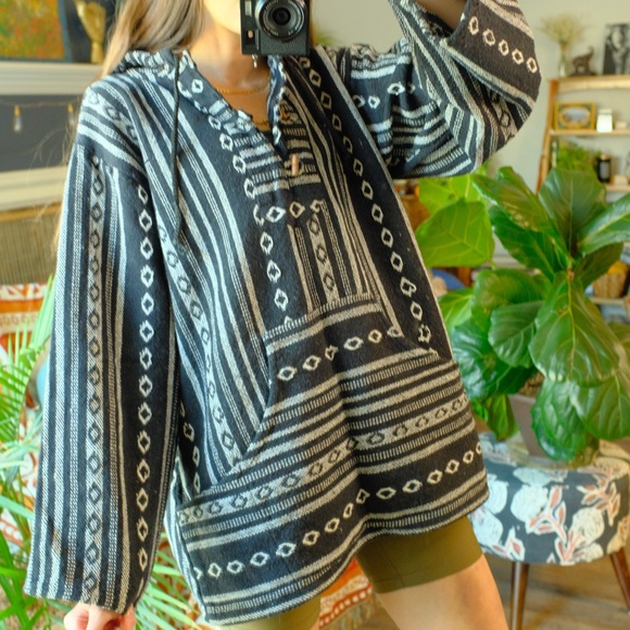 Authentic Bosnian hand woven thick cotton 90s / Y2K BOGO surfer pullover - Picture 5 of 8